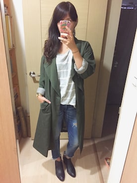 「MichaelKors」｜「アイテム（トレンチコート）」を使った、Winnie C 🇹🇼さん（レディース・163cm）の秋コーディネート