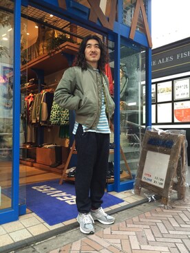 「WILD THINGS（ワイルドシングス）のアイテム（ミリタリージャケット）」を使った、A.高橋さん（メンズ・171cm）の秋コーディネート