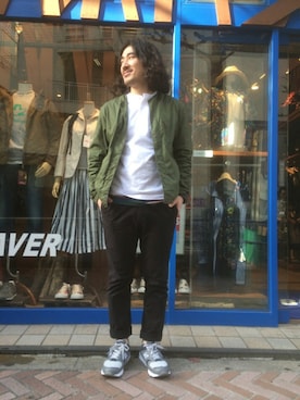 「MANASTASH（マナスタッシュ）のアイテム（ノーカラージャケット）」を使った、A.高橋さん（メンズ・171cm）の春コーディネート