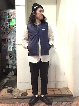 「WILD THINGS（ワイルドシングス）のアイテム（ダウンベスト）」を使った、A.高橋さん（メンズ・171cm）の秋コーディネート