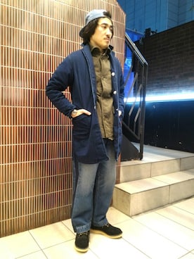 「EBBETS FIELD FLANNELS（エベッツフィールドフランネルズ）のアイテム」を使った、A.高橋さん（メンズ・171cm）の冬コーディネート