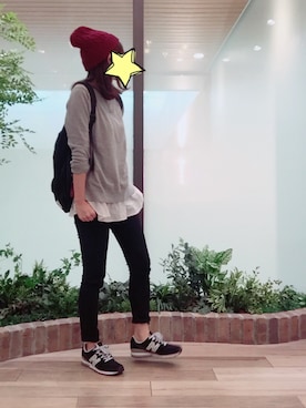 「passage mignon/flaneur（パサージュミニョンフラヌール）のアイテム（ニットキャップ/ビーニー）」を使った、YUさん（レディース・159cm）の秋コーディネート