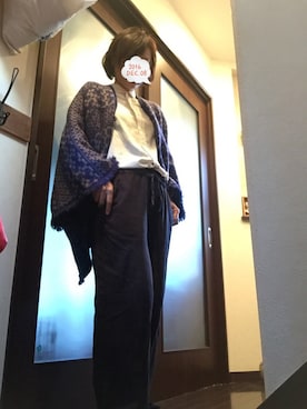「ママファッション」｜「アイテム（ポンチョ）」を使った、まるさん（レディース・158cm）の冬コーディネート