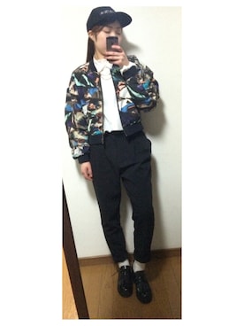 「MONKI（モンキ）のアイテム（ブルゾン）」を使った、minamiさん（レディース・155cm）の秋コーディネート