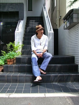 「TALKING ABOUT THE ABSTRACTION（トーキング　アバウト　ジ　アブストラクション）のアイテム」を使った、tatamomotaさん（メンズ・175cm）の夏コーディネート