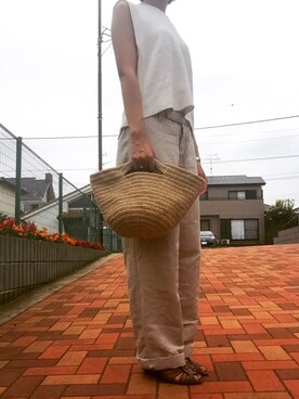 「pas de calais（パドカレ）のアイテム（パンツ）」を使った、Cotton  Candyさん（レディース・155cm）の夏コーディネート