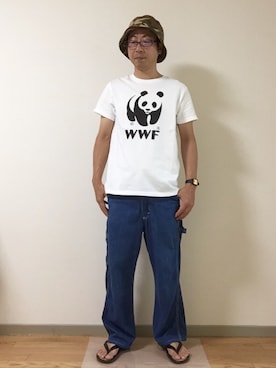 「WWF（ダブリュー・ダブリュー・エフ）のアイテム」を使った、koujiさん（メンズ・160cm）の夏コーディネート