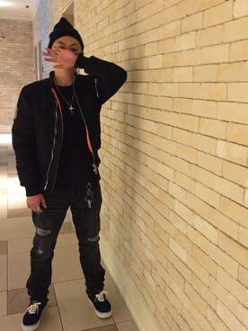 「REMIX（リミックス）のアイテム（アクセサリー）」を使った、jkchangさん（メンズ・172cm）の冬コーディネート