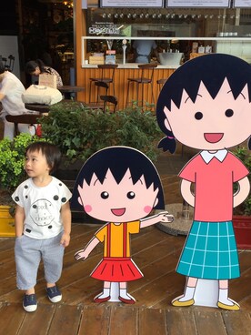 「no brand（ノーブランド）のアイテム（Tシャツ/カットソー、ホワイト系）」を使った、Fuanさん（キッズ・90cm）の夏コーディネート