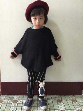 「no brand（ノーブランド）のアイテム（トップス、ブラック系）」を使った、Fuanさん（キッズ・90cm）の秋コーディネート