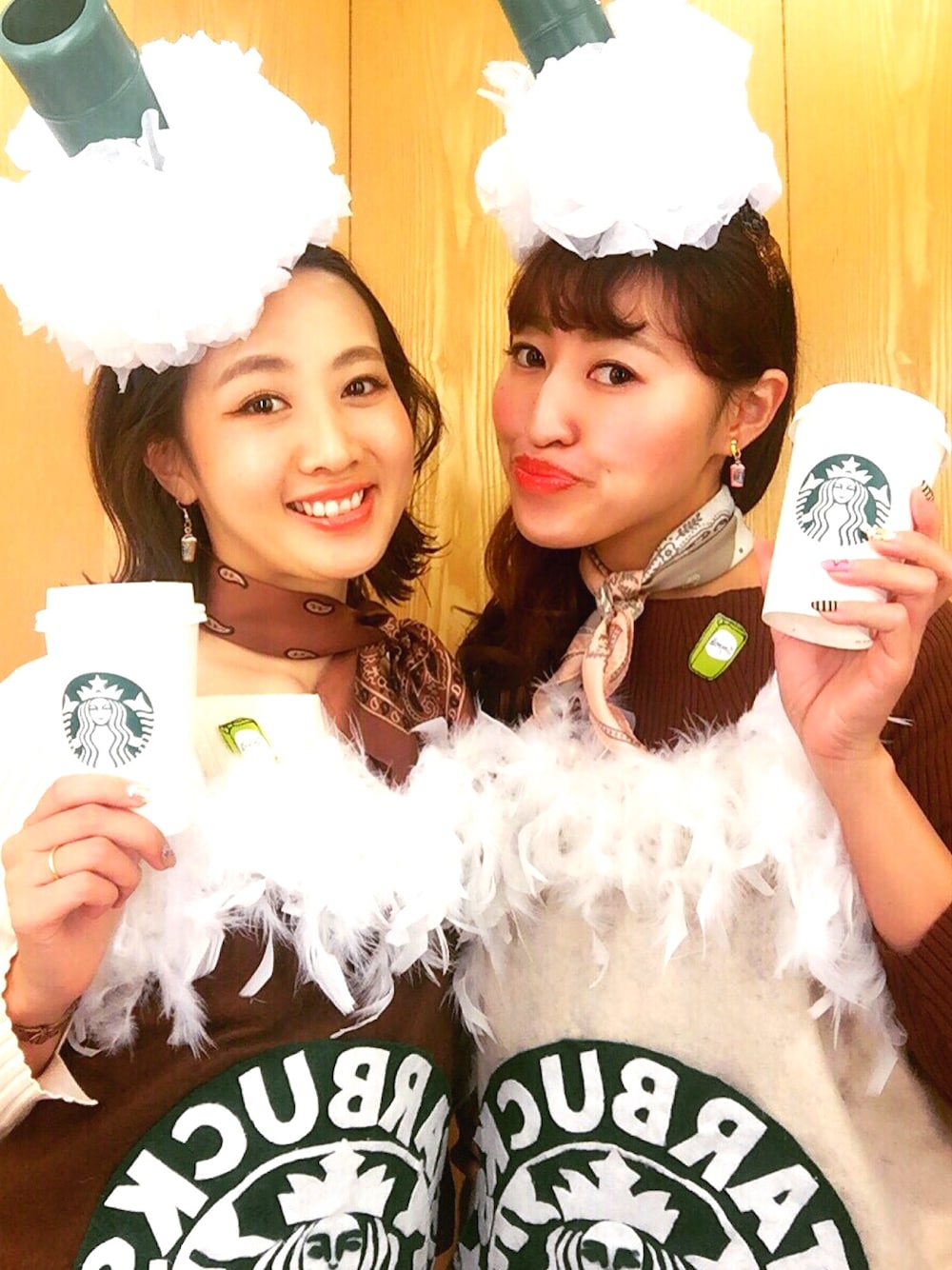 「WEAR HALLOWEEN 2016、スタバ、ワンピース、六本木、みぽちあ、ハロウィン、ハロウィンコーデ、仮装、エクストラホイップ、ソイミルクに変更」｜「キャラメルフラペチーノのアイテム（ワンピース、ベージュ系）」を使った、pinkさん（レディース・165cm）の秋コーディネートの1枚目の写真