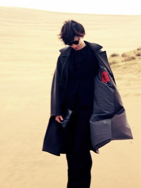 「Yohji Yamamoto（ヨウジヤマモト）のアイテム（ダウンジャケット/コート）」を使った、パンの耳さん（メンズ・183cm）の冬コーディネート