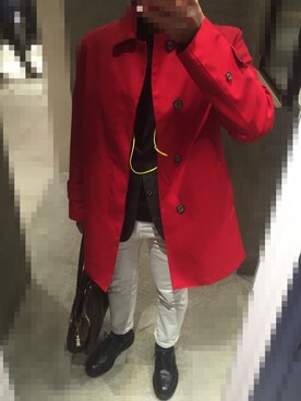 「MACKINTOSH PHILOSOPHY（ﾏｯｷﾝﾄｯｼｭ ﾌｨﾛｿﾌｨｰ）のアイテム（ステンカラーコート）」を使った、Hayakeeeenさん（メンズ・163cm）の冬コーディネート