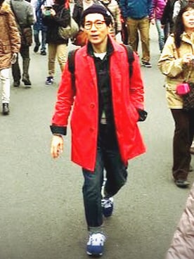 「MACKINTOSH PHILOSOPHY（ﾏｯｷﾝﾄｯｼｭ ﾌｨﾛｿﾌｨｰ）のアイテム（ステンカラーコート）」を使った、Hayakeeeenさん（メンズ・163cm）の春コーディネート