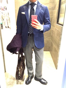 「MACKINTOSH PHILOSOPHY（ﾏｯｷﾝﾄｯｼｭ ﾌｨﾛｿﾌｨｰ）のアイテム（ステンカラーコート）」を使った、Hayakeeeenさん（メンズ・163cm）の春コーディネート