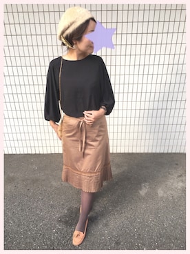 「passage mignon/flaneur（パサージュミニョンフラヌール）のアイテム（ハンチング/ベレー帽）」を使った、a:mingさん（レディース・159cm）の秋コーディネート
