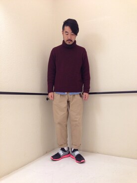 「JOHN SMEDLEY（ジョンスメドレー）のアイテム（その他）」を使った、リュータさん（メンズ・174cm）の秋コーディネート