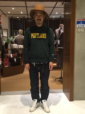 「Scye（サイ）のアイテム（デニムパンツ）」を使った、リュータさん（メンズ・174cm）の冬コーディネート