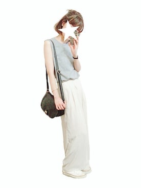 「アイテム（つなぎ/オールインワン、ベージュ系）」を使った、ナツミさん（レディース・158cm）の夏コーディネート