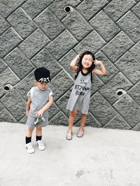 「アイテム（セットアップ）」を使った、nicorinさん（キッズ・100cm）の夏コーディネート