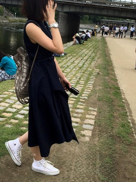 「Ameri（アメリ）のアイテム（バックパック/リュック）」を使った、amemiさん（レディース・173cm）の夏コーディネート