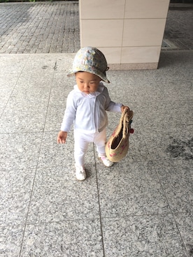 「Bonpoint（ボンポワン）のアイテム（バッグ）」を使った、cohanaさん（キッズ・80cm）の夏コーディネート