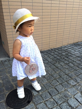 「Familiar （ファミリア）のアイテム（帽子）」を使った、cohanaさん（キッズ・80cm）の夏コーディネート