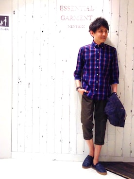 「アイテム（モカシン/デッキシューズ）」を使った、Euffyさん（メンズ・164cm・30代）の春コーディネート