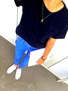 「切りっぱなし」｜「アイテム（アナログ腕時計）」を使った、ka.nさん（レディース・159cm）の夏コーディネート