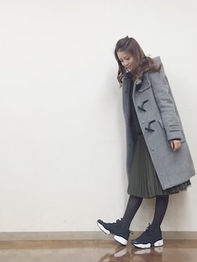 「ひざ丈スカート」｜「アイテム（ダッフルコート）」を使った、yoshimiさん（レディース・156cm）の冬コーディネート