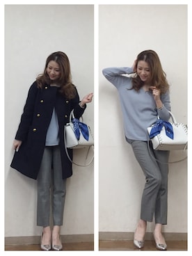 「グレーパンツ」｜「アイテム（財布/小物）」を使った、yoshimiさん（レディース・156cm）の春コーディネート