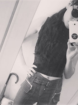 「TOPSHOP（トップショップ）のアイテム（ニット/セーター、ブラック系）」を使った、みつかさん（レディース・170cm）の秋コーディネート