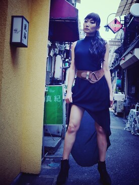 「TOPSHOP（トップショップ）のアイテム（ニット/セーター、ブラック系）」を使った、みつかさん（レディース・170cm）の秋コーディネート