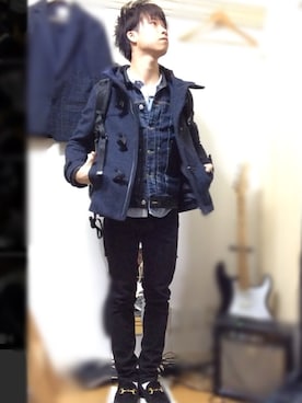 「STUDIOUS（ステュディオス）のアイテム（ダッフルコート）」を使った、田崎さん（メンズ・164cm）の冬コーディネート