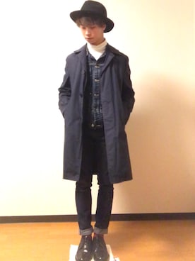 「アイテム（ステンカラーコート）」を使った、田崎さん（メンズ・163cm・10代）の秋コーディネート