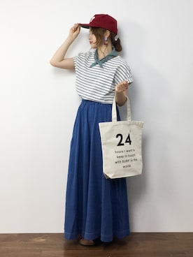 「SUPER HAKKA（スーパーハッカ）のアイテム（パンツ）」を使った、isaさん（レディース・155cm）の夏コーディネート