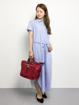 「Steven Alan（スティーブンアラン）のアイテム（シャツワンピース）」を使った、isaさん（レディース・155cm）の夏コーディネート