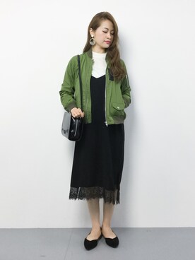 「I am I in fact...（アイアムアイインファクト）のアイテム（MA-1）」を使った、isaさん（レディース・155cm）の秋コーディネート