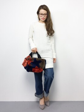 「ミニトート」｜「アイテム（ワンピース/ドレス）」を使った、isaさん（レディース・155cm）の秋コーディネート