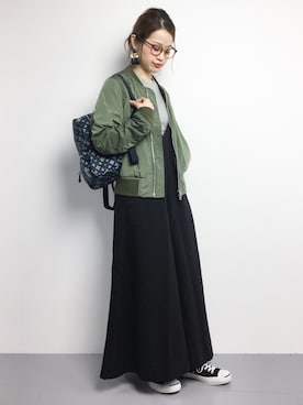 「RANDA（ランダ）のアイテム（オールインワン・サロペット）」を使った、isaさん（レディース・155cm）の秋コーディネート