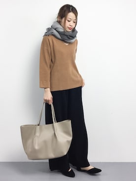「アイテム（つなぎ/オールインワン、ベージュ系）」を使った、isaさん（レディース・155cm）の秋コーディネート