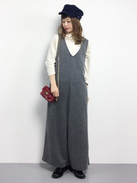 「koe（コエ）のアイテム（オールインワン・サロペット）」を使った、isaさん（レディース・155cm）の秋コーディネート