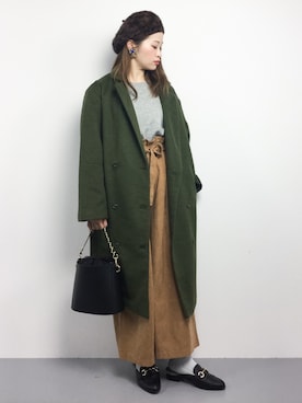 「ウエストイン」｜「アイテム（その他アウター）」を使った、isaさん（レディース・155cm）の秋コーディネート
