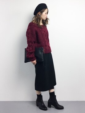 「ADAM ET ROPE'（アダムエロペ）のアイテム（ハンチング/ベレー帽）」を使った、isaさん（レディース・155cm）の秋コーディネート