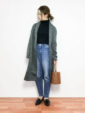 「haco!（ハコ）のアイテム（チェスターコート）」を使った、isaさん（レディース・155cm）の冬コーディネート