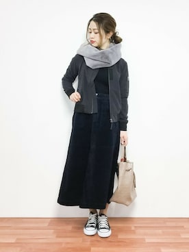 「haco!（ハコ）のアイテム（MA-1）」を使った、isaさん（レディース・155cm）の冬コーディネート