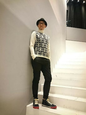 「5351 POUR LES FEMMES（ゴーサンゴーイチプールファム）のアイテム（パンツ）」を使った、Tsudakaさん（メンズ・176cm）の秋コーディネート