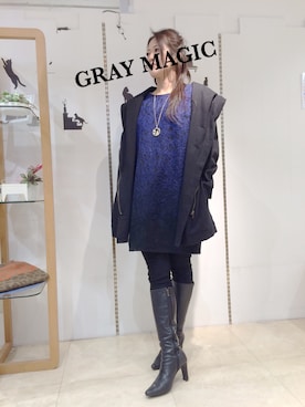 「アイテム（その他アウター、ブルー系）」を使った、GMさん（レディース・155cm）の冬コーディネート