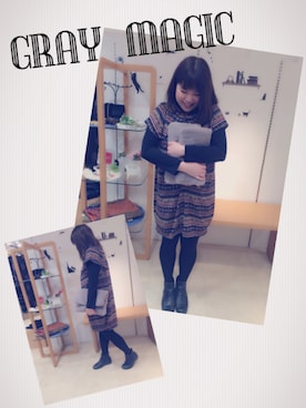 「GRAY MAGIC（グレイマジック）のアイテム」を使った、GMさん（レディース・160cm）の冬コーディネート