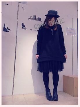 「GRAY MAGIC（グレイマジック）のアイテム」を使った、GMさん（レディース・160cm）の冬コーディネート